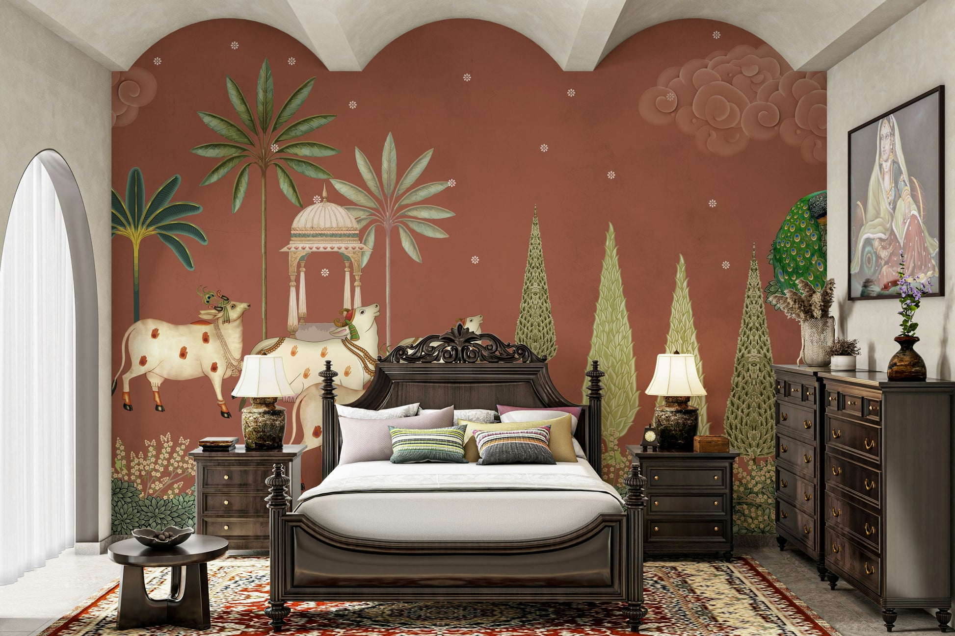 Serene Pichwai Vanam Wall Mural for walls.



