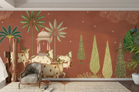 Pichwai Vanam Wall Mural with hand-painted look.



