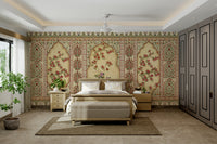 A peaceful wall mural with a classic, architectural design.

