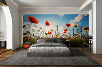 The mural is created for an entire wall, providing an immersive feel.
