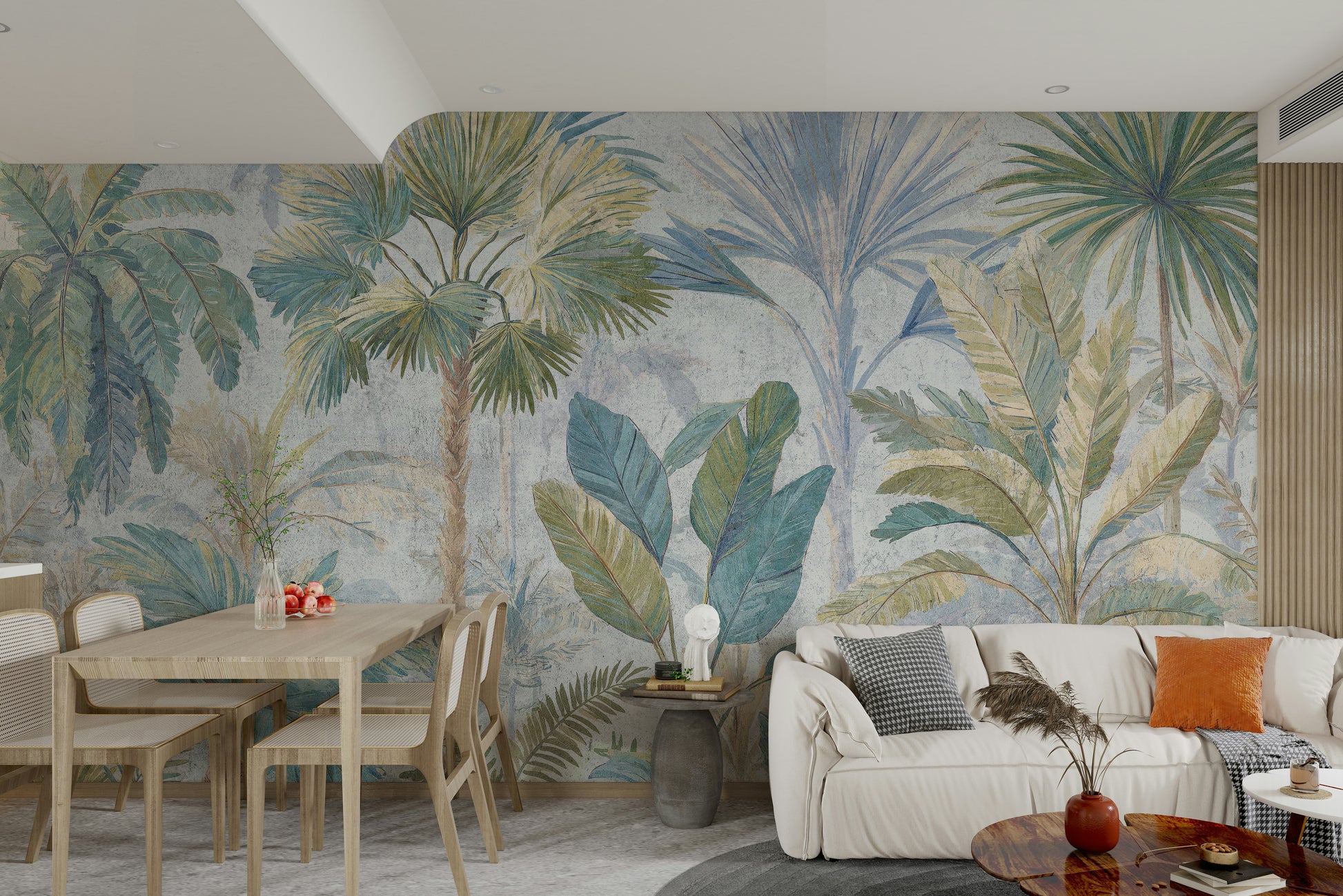 The design feels peaceful and tropical.

