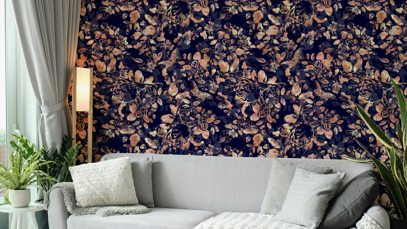 Botanical Noir wallpaper on a wall

