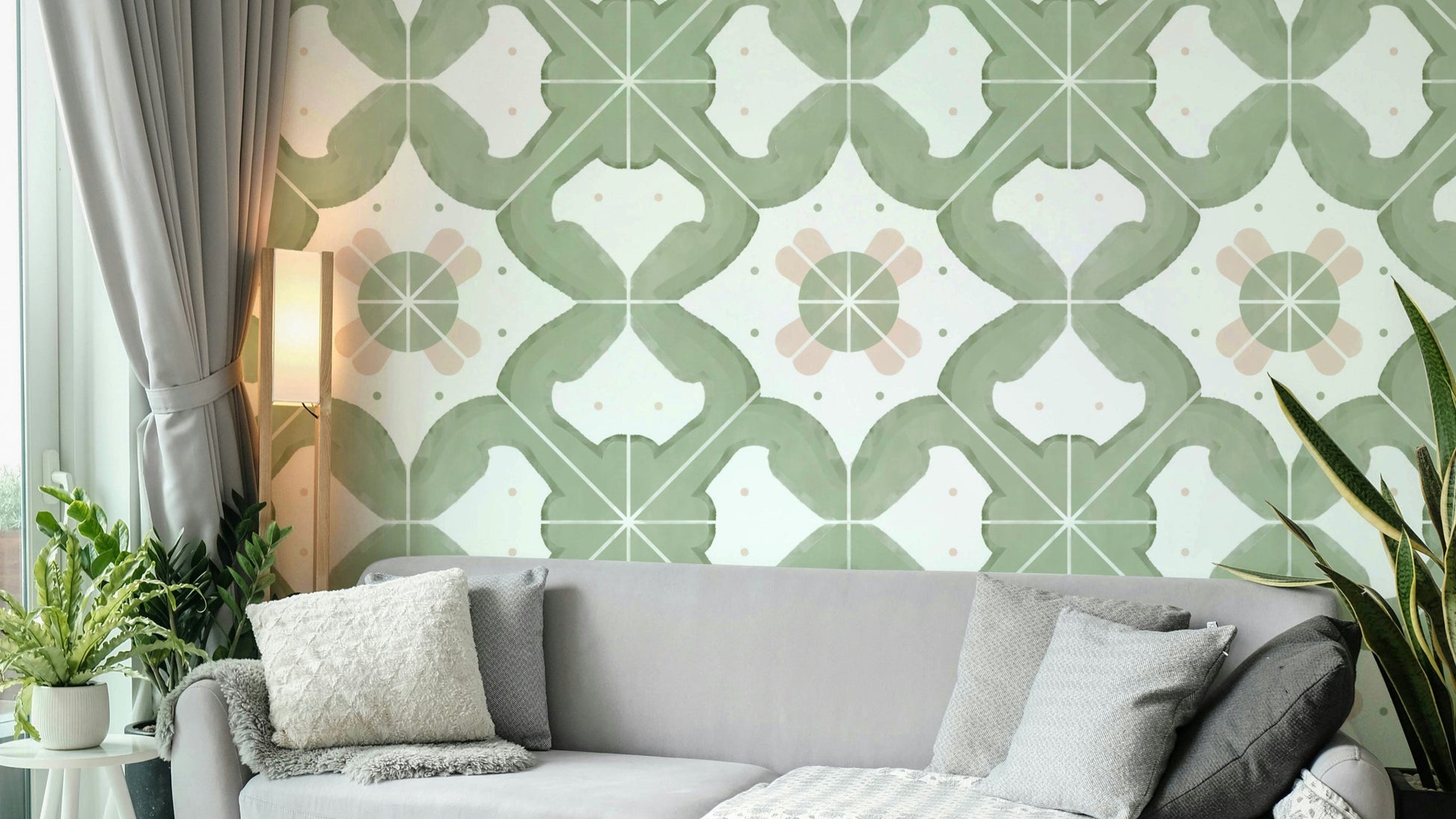 Kitchen wall with classic sage tiles

