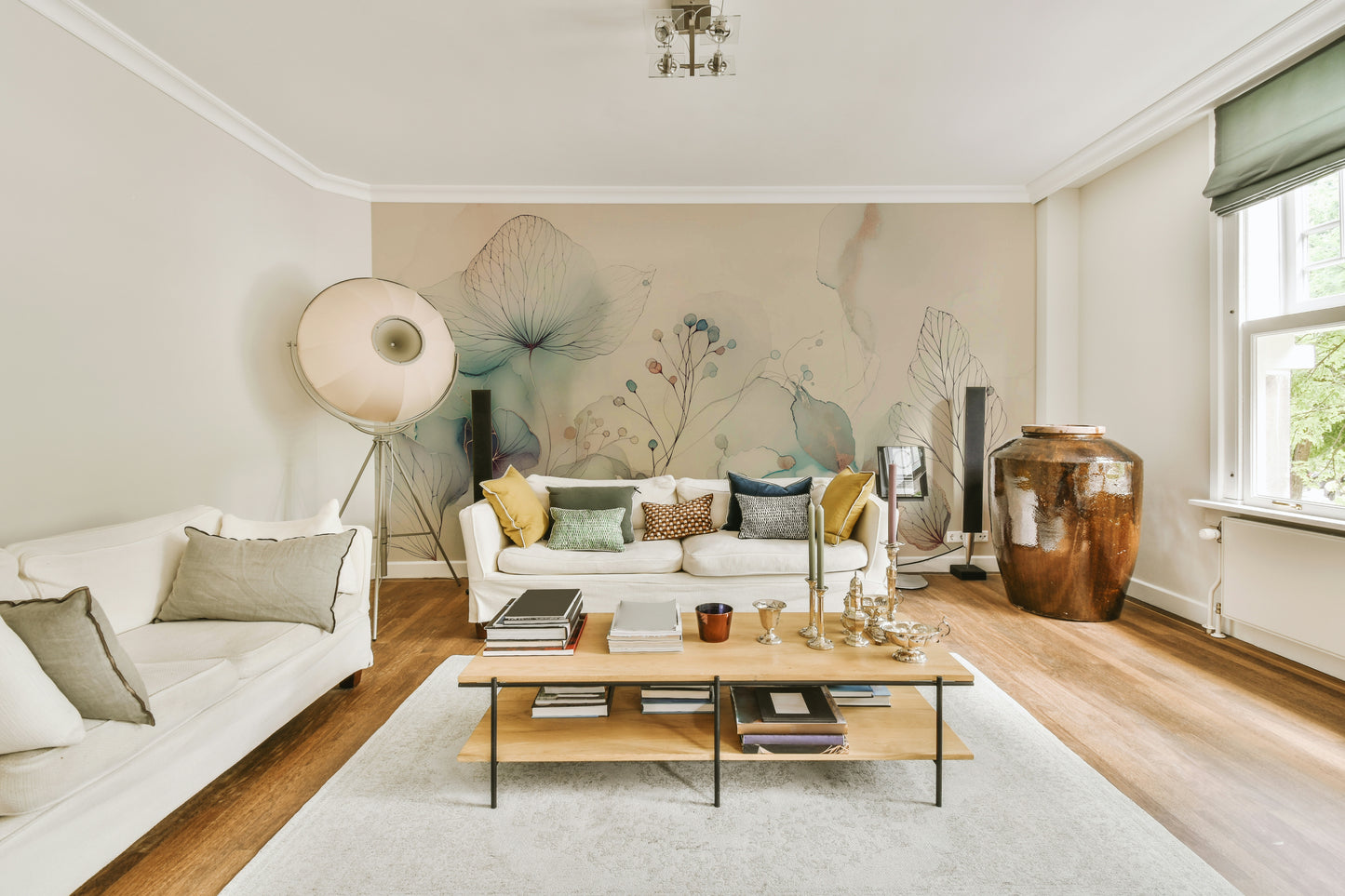 The composition is balanced and serene.
