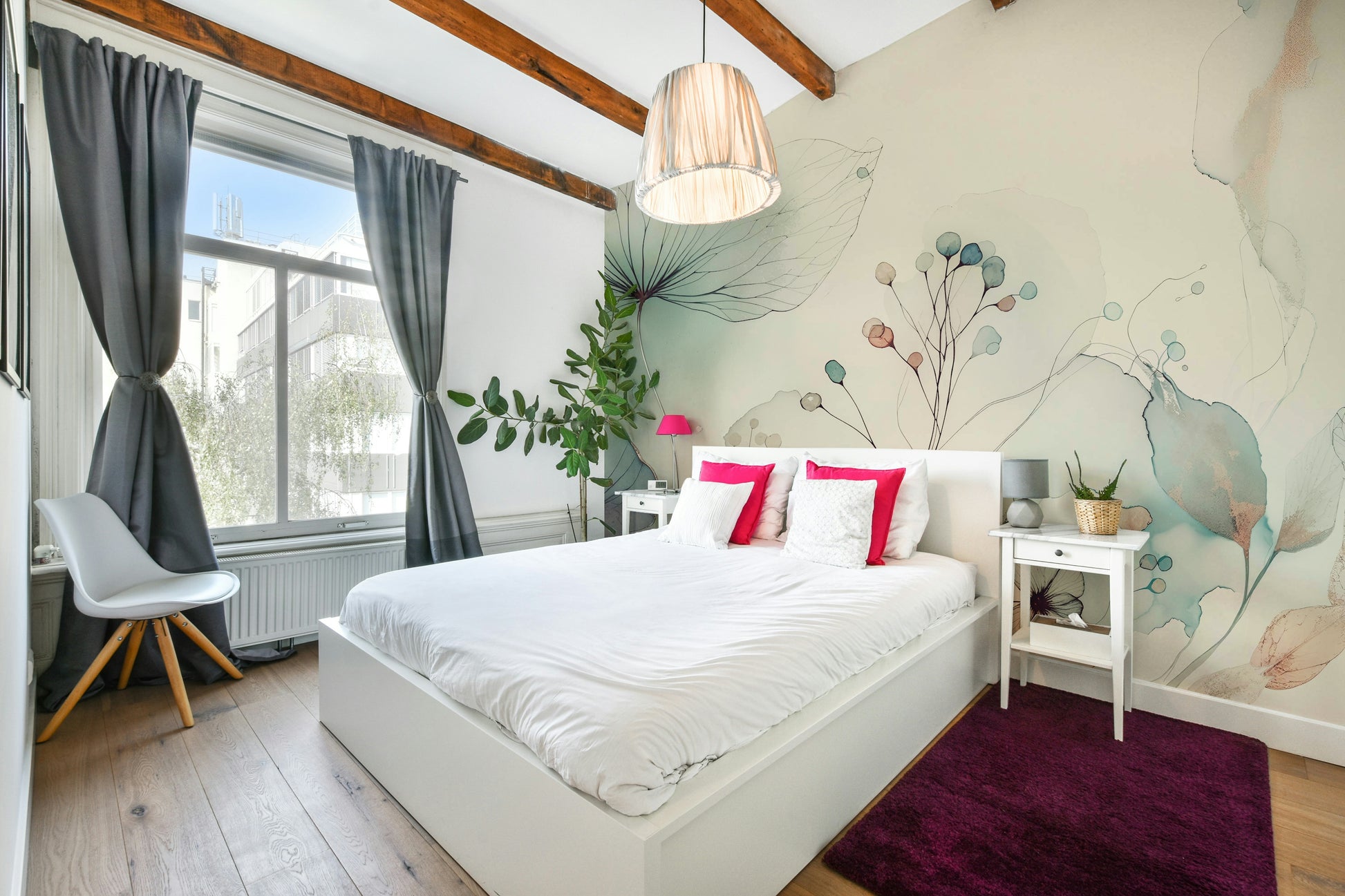 The mural is created for an entire wall, providing an immersive feel.
