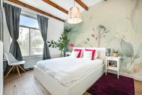 The mural is created for an entire wall, providing an immersive feel.
