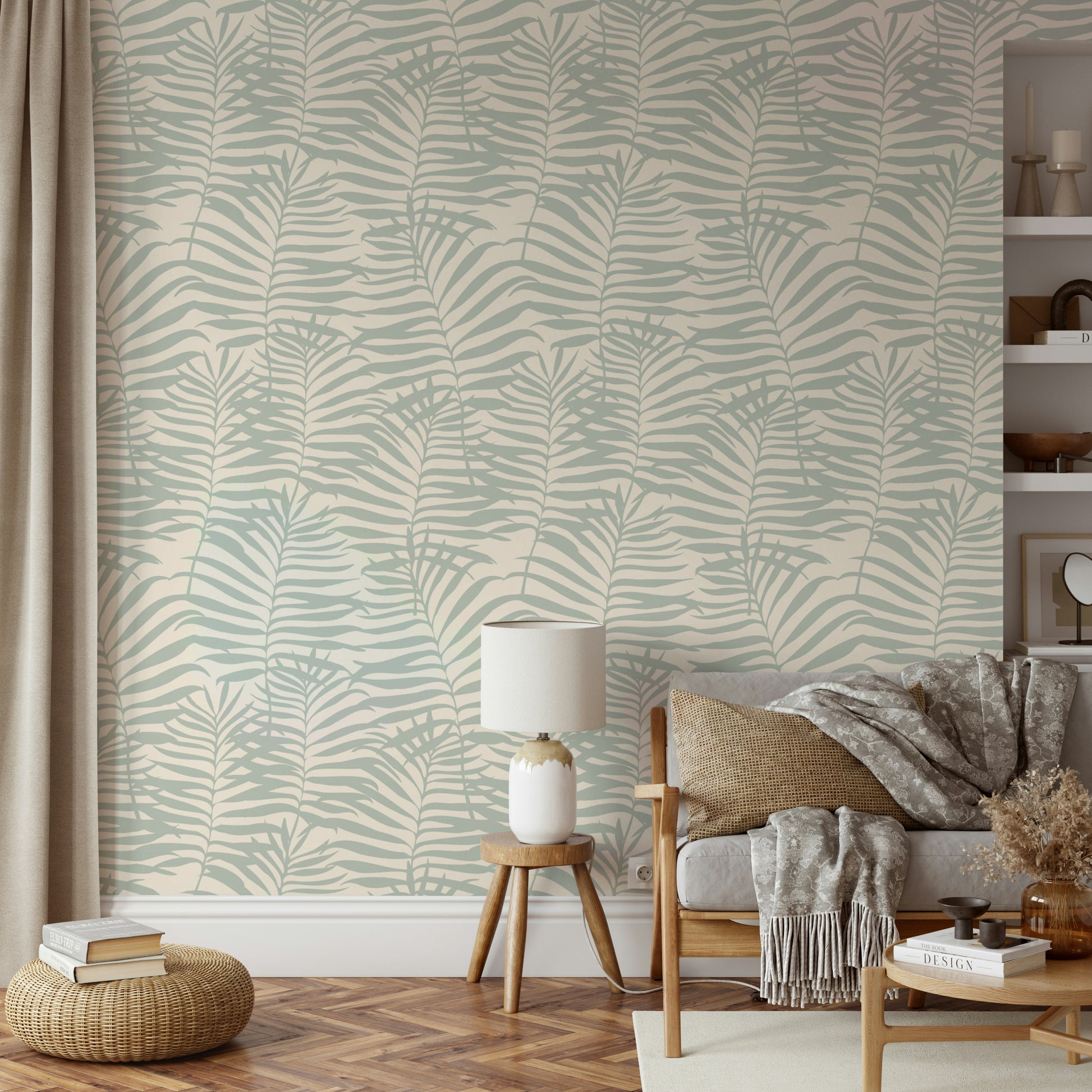 High-quality image of the palm leaf shapes wallpaper

