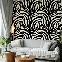 The wallpaper for walls installed in a modern living room with simple furniture