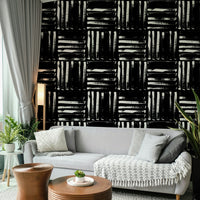 The painted stripes wallpaper in a dining area, adding a touch of elegance