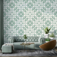 The geometric pattern flowing across a room's wall.

