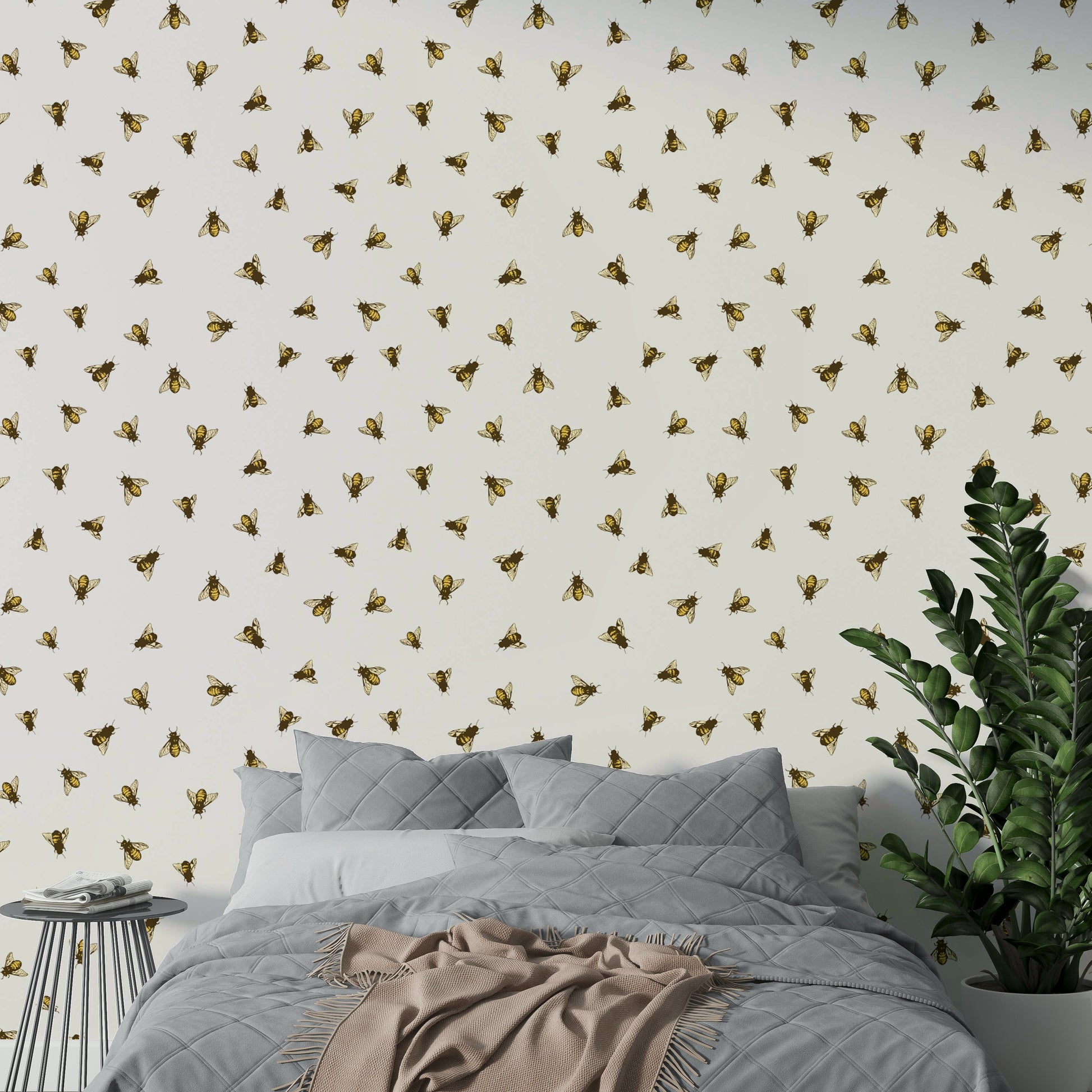 Close-up of a sketched bee pattern

