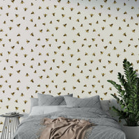 Close-up of a sketched bee pattern

