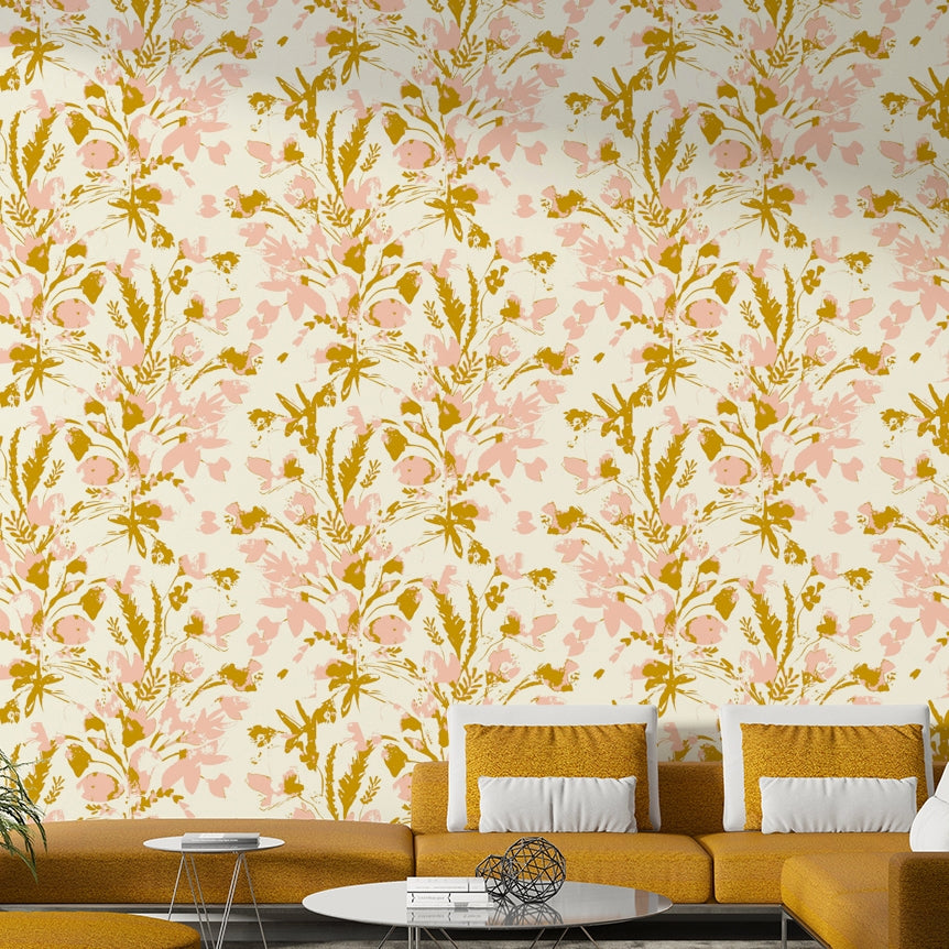 Close-up of a watercolor flower pattern

