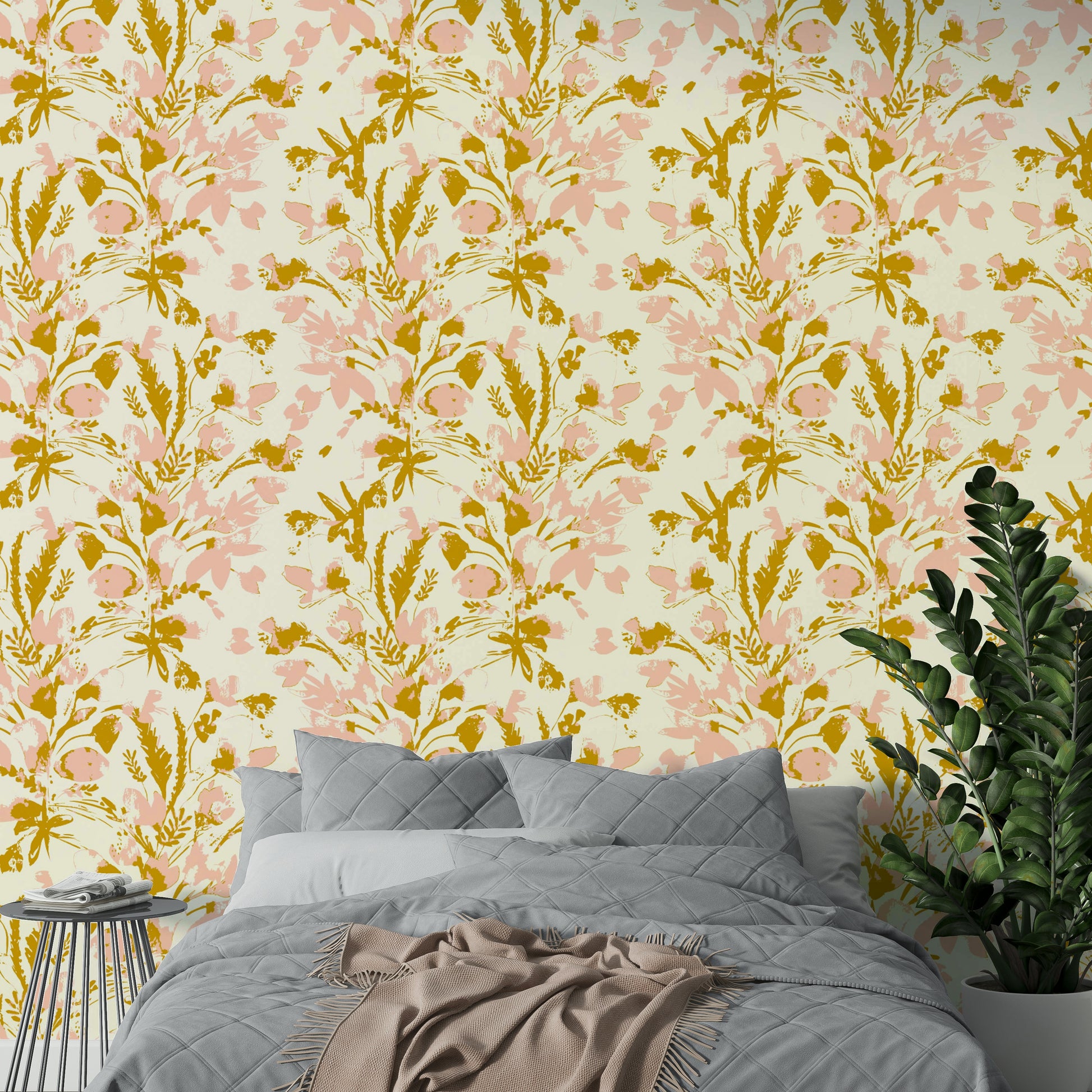 Detailed view of the brushstrokes on the flowers

