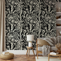 Close-up of a black and white leaf pattern

