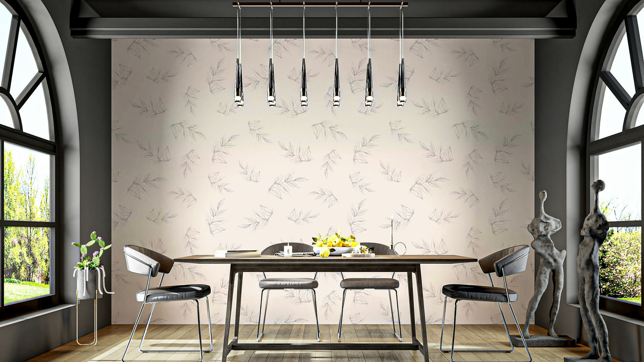 Close-up of a hand-drawn peony floral pattern

