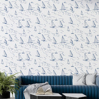 Detailed view of the sketched sailboats lines

