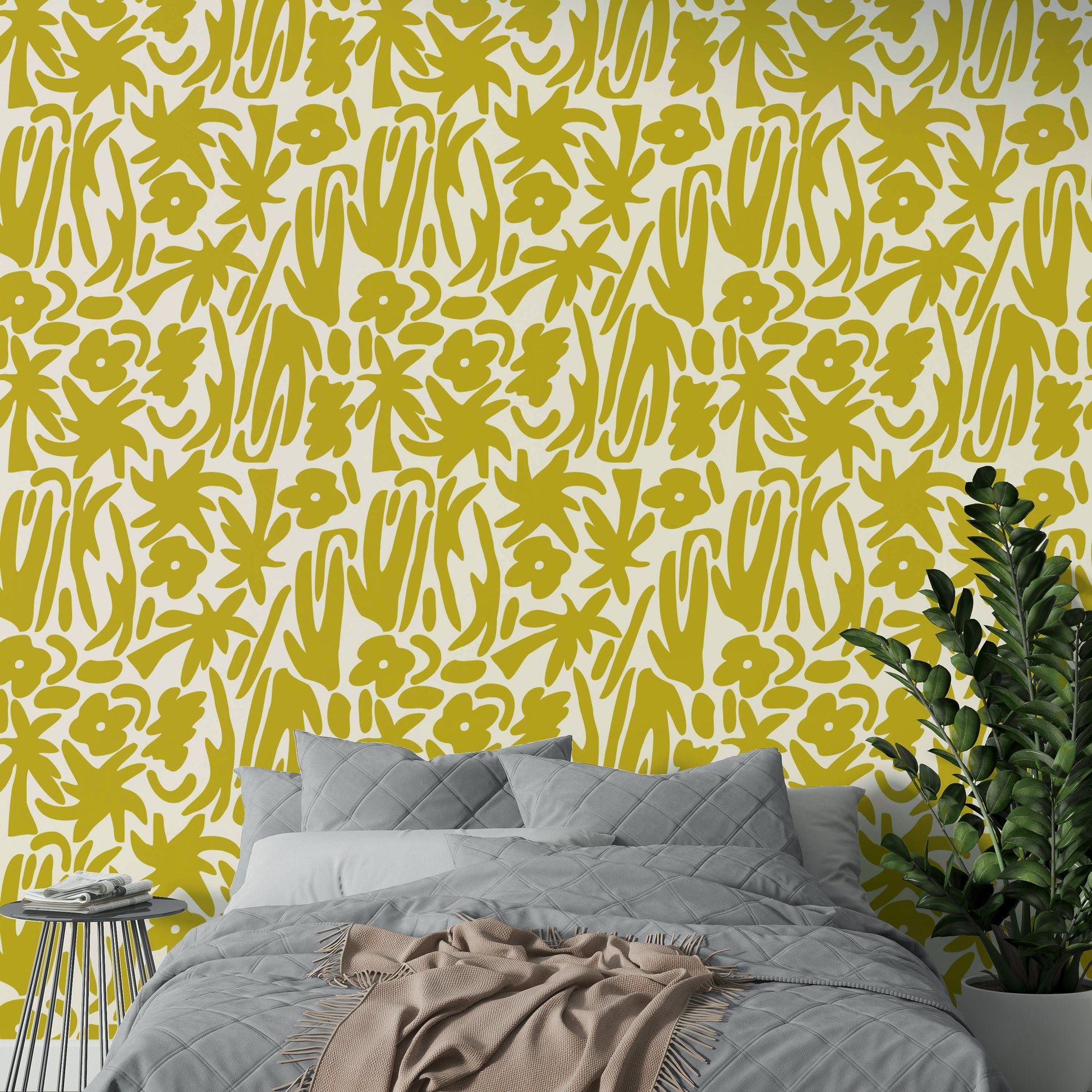Wallpaper with a cheerful yellow color palette

