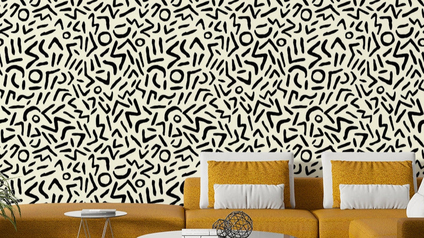 Detailed view of the abstract, hand-drawn lines

