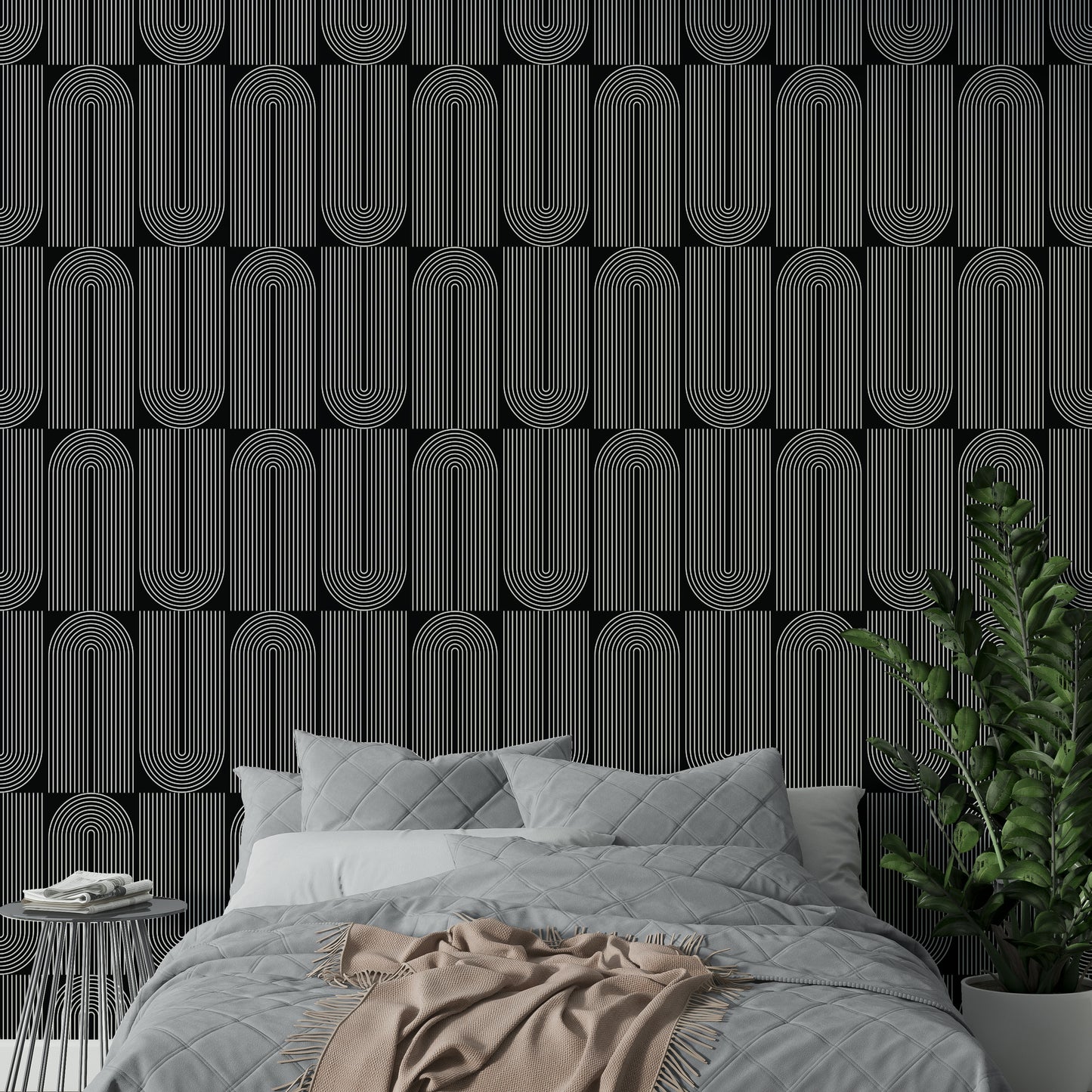 An interior with a modern and elegant accent wall

