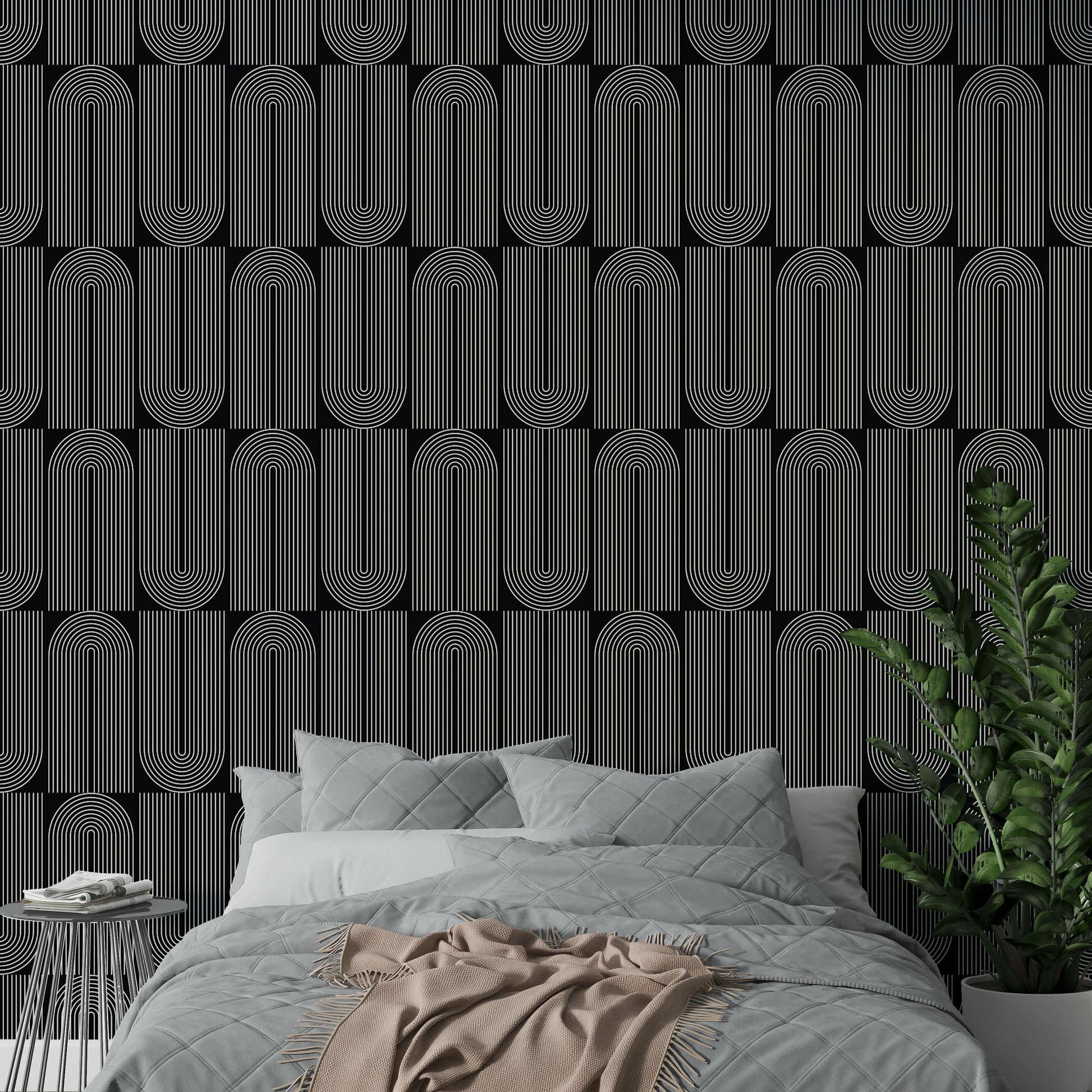 An interior with a modern and elegant accent wall

