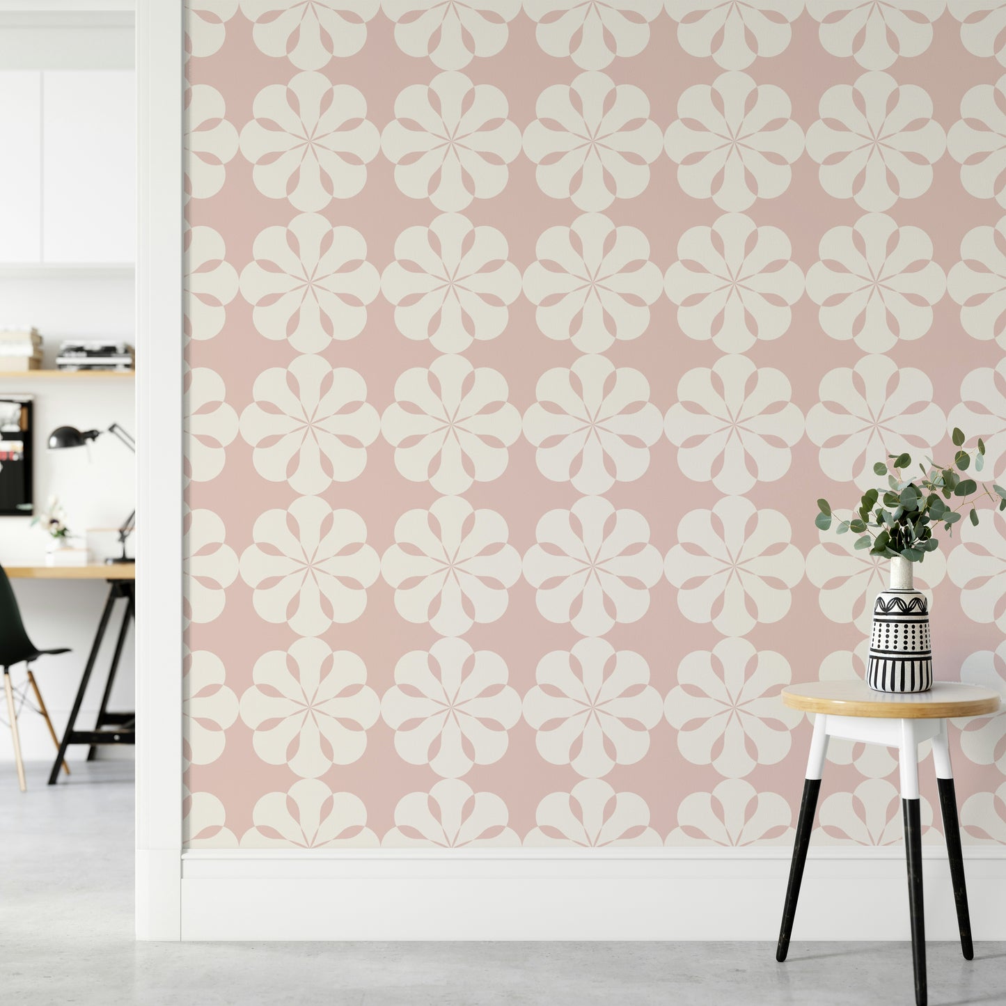 High-quality image of the Geometric Flower Cutouts wallpaper

