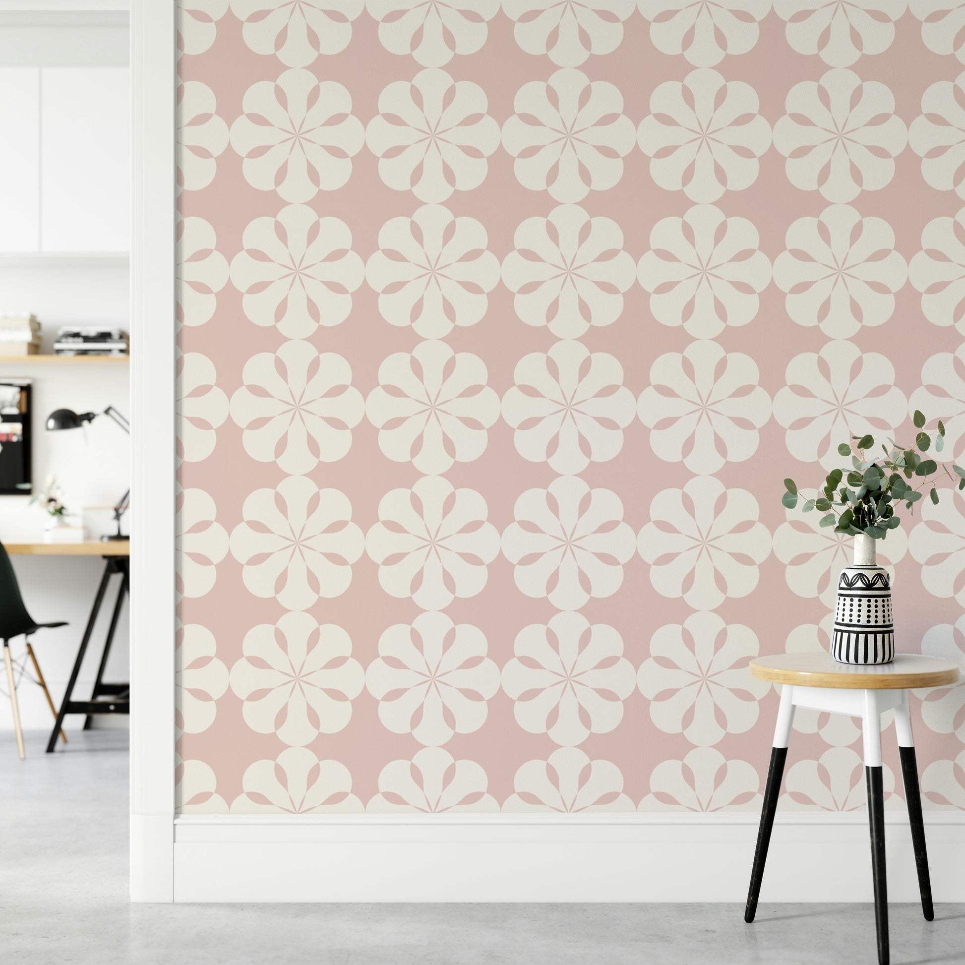 High-quality image of the Geometric Flower Cutouts wallpaper

