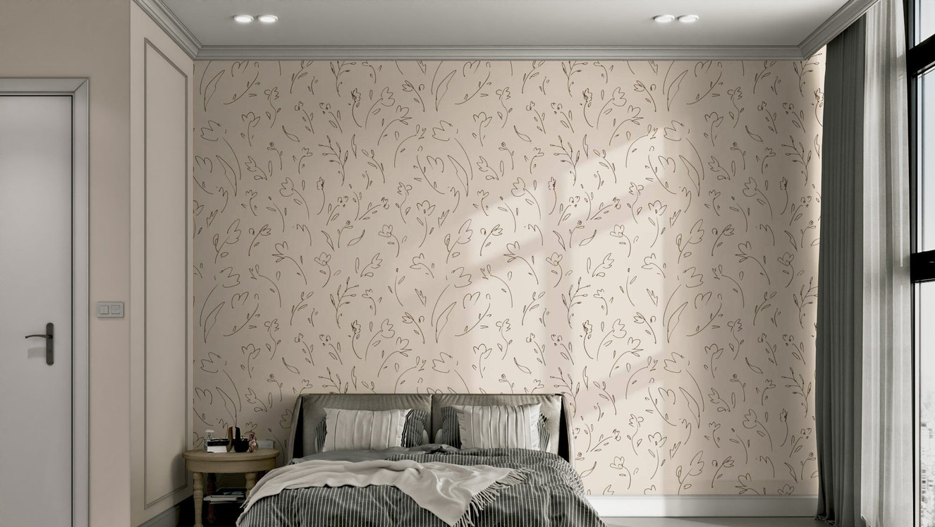 Wallpaper with a unique, artistic sketch design

