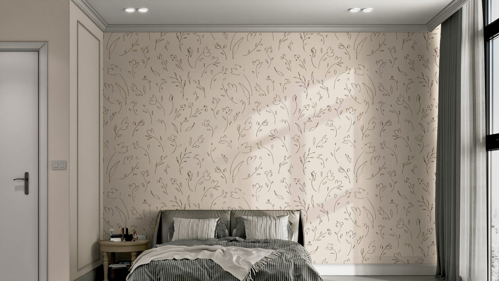 Wallpaper with a unique, artistic sketch design

