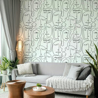 An interior with a fun and artistic accent wall

