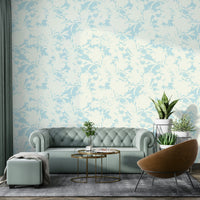 Bright Floral Shapes Wallpaper on a living room wall

