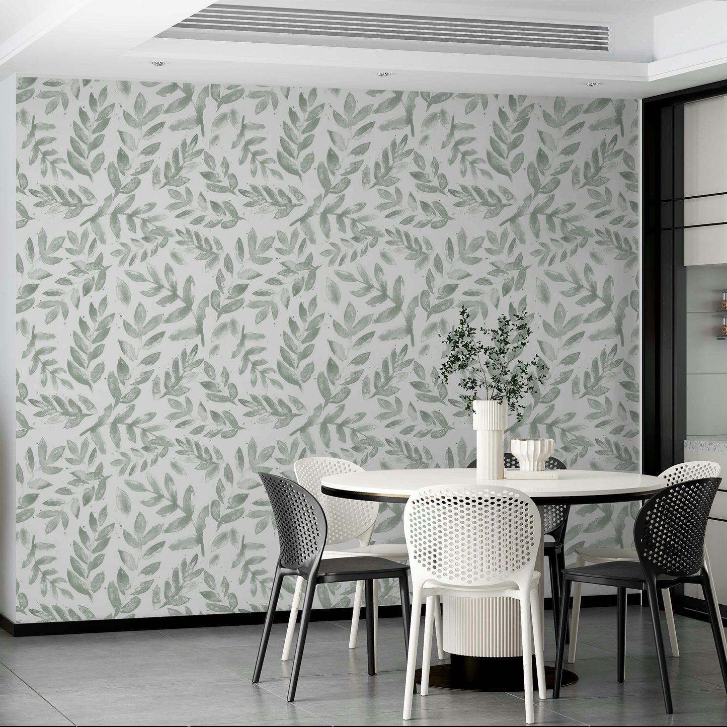Wallpaper with an artistic, colorful floral design

