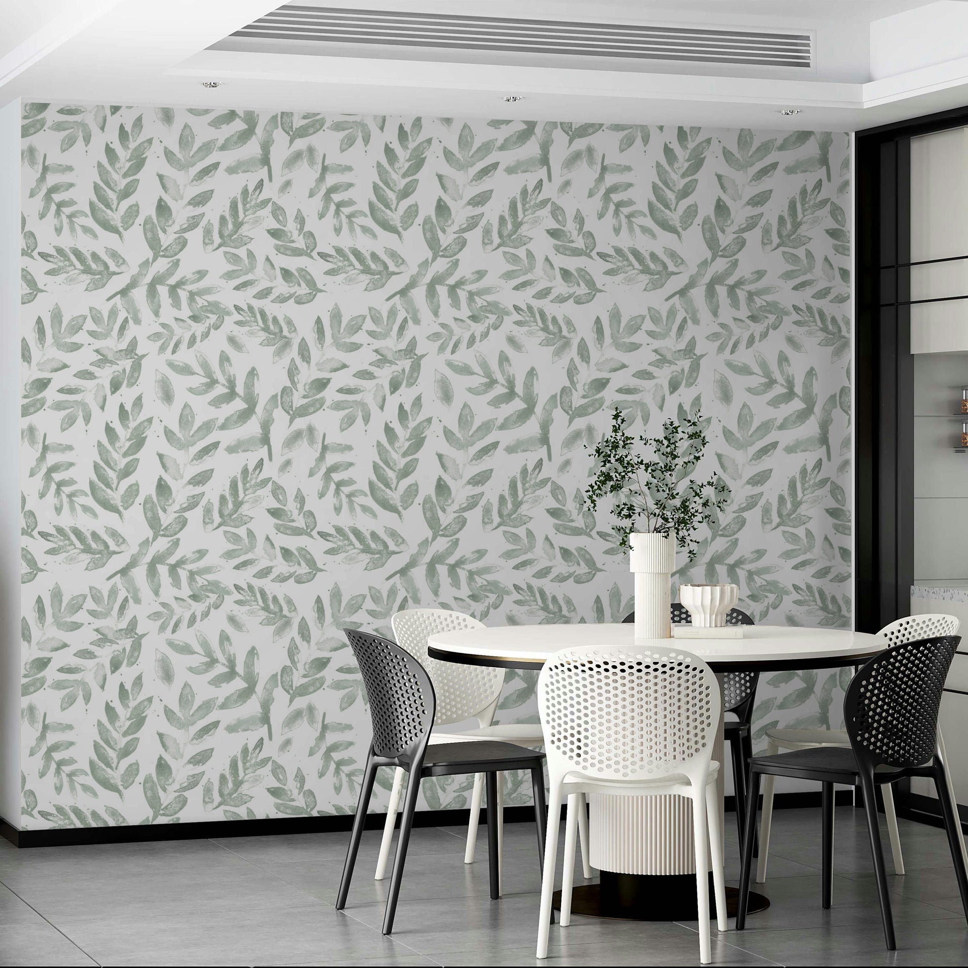 Wallpaper with an artistic, colorful floral design

