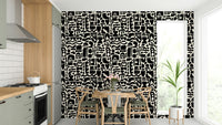 Cut-out Shapes wall mural in a modern living room

