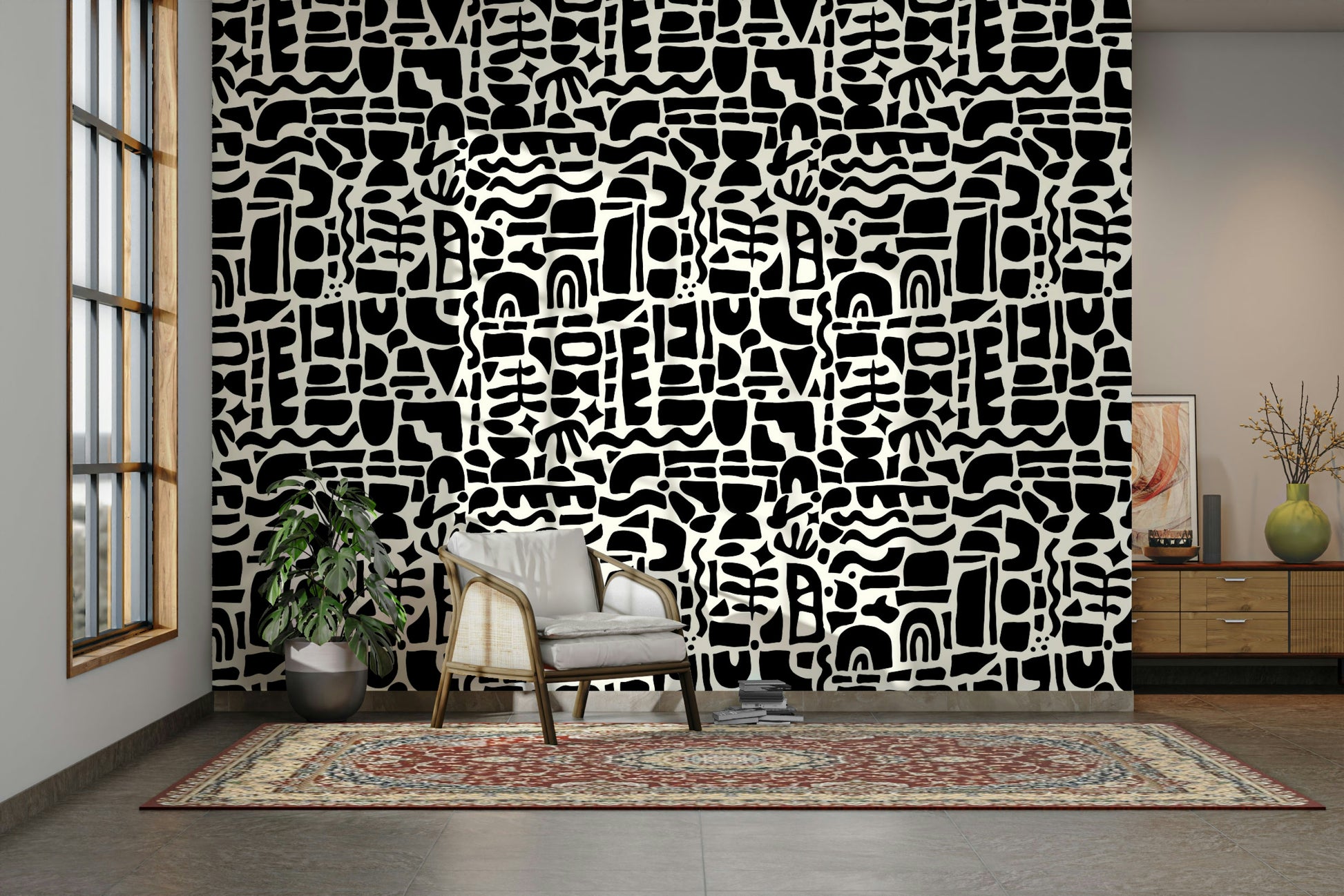 A seamless pattern of irregular shapes on a wall

