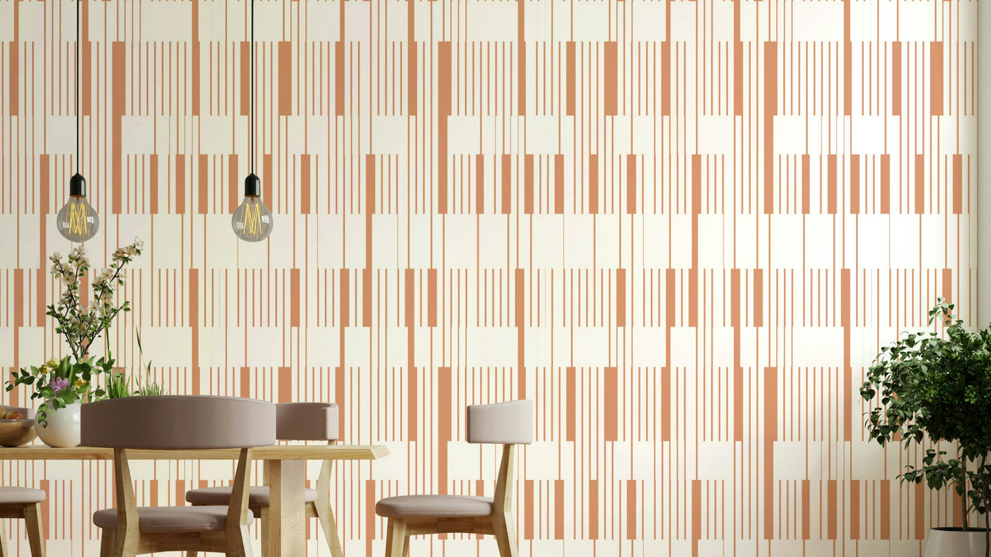 Cream and white piano wallpaper.
