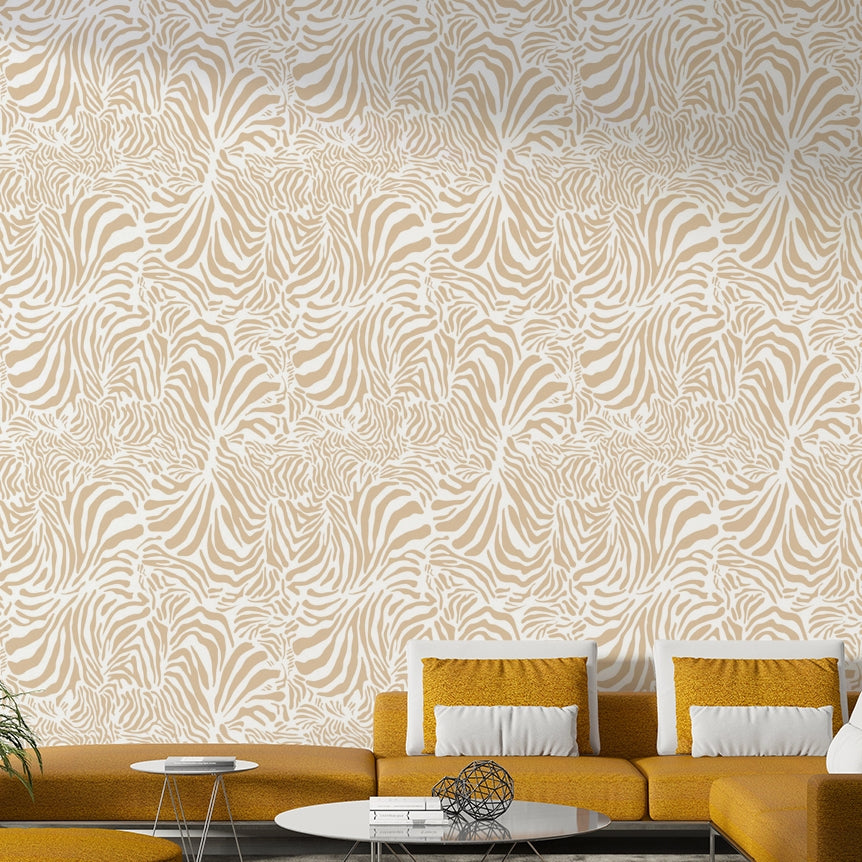 Calm zebra print wall mural.
