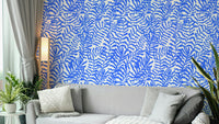 Blue Matisse leaves wall mural.

