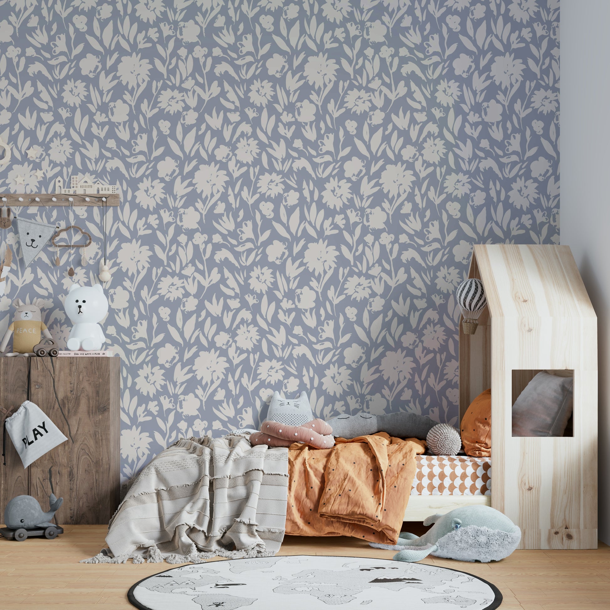 Artistic flower design wall mural.
