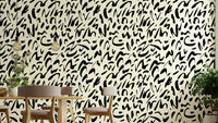 Wall mural with a doodle pattern.
