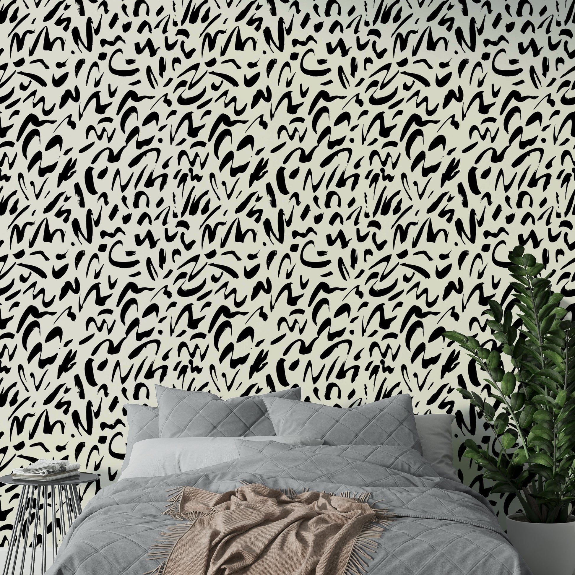 Brush doodle wall mural.
