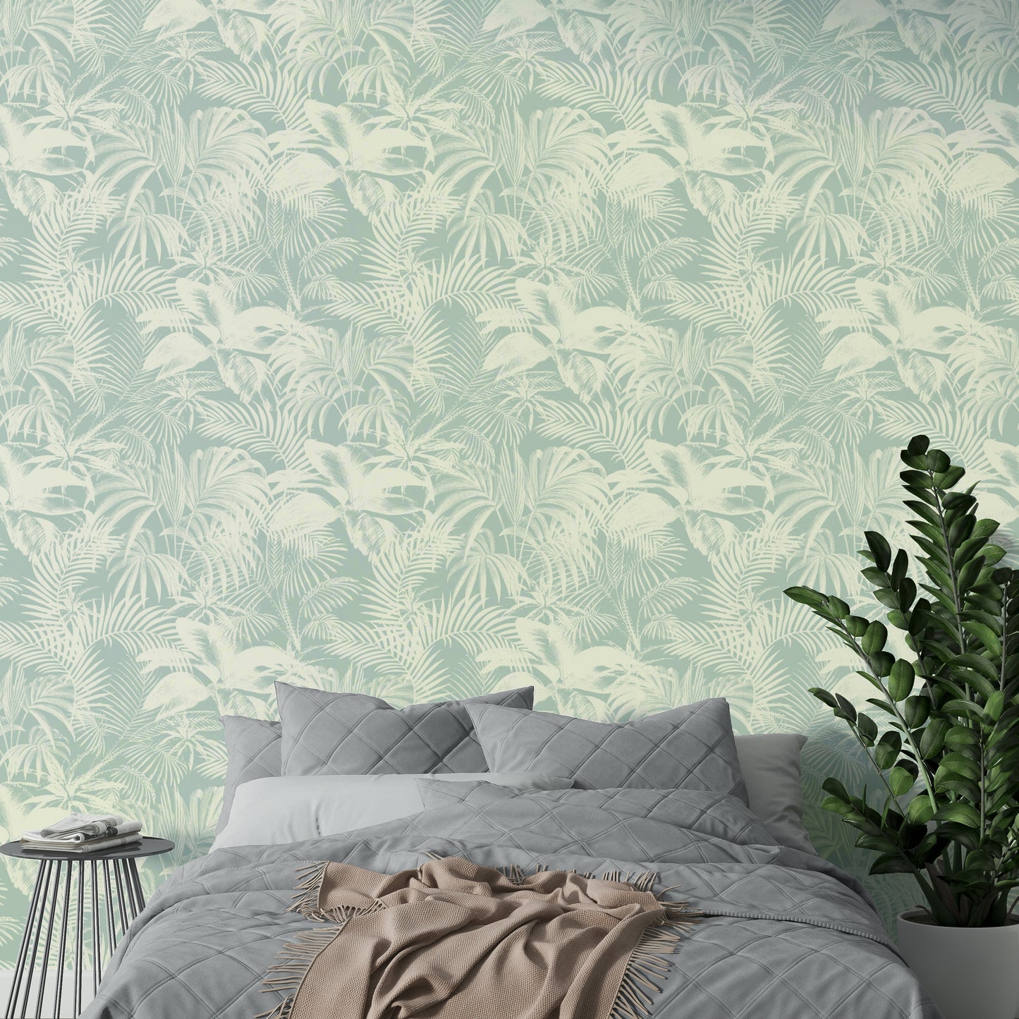 Subtle palm pattern wall decor.
