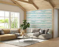 Wall mural with an artistic cloud design.
