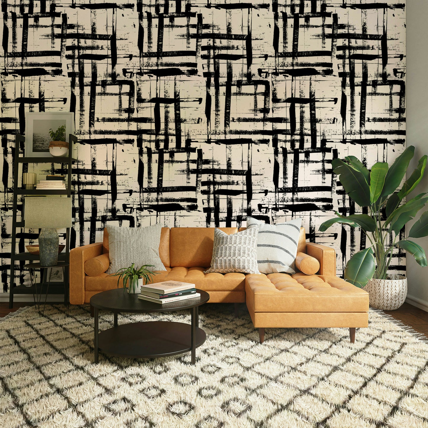 Unique brush stroke pattern wall decor.
