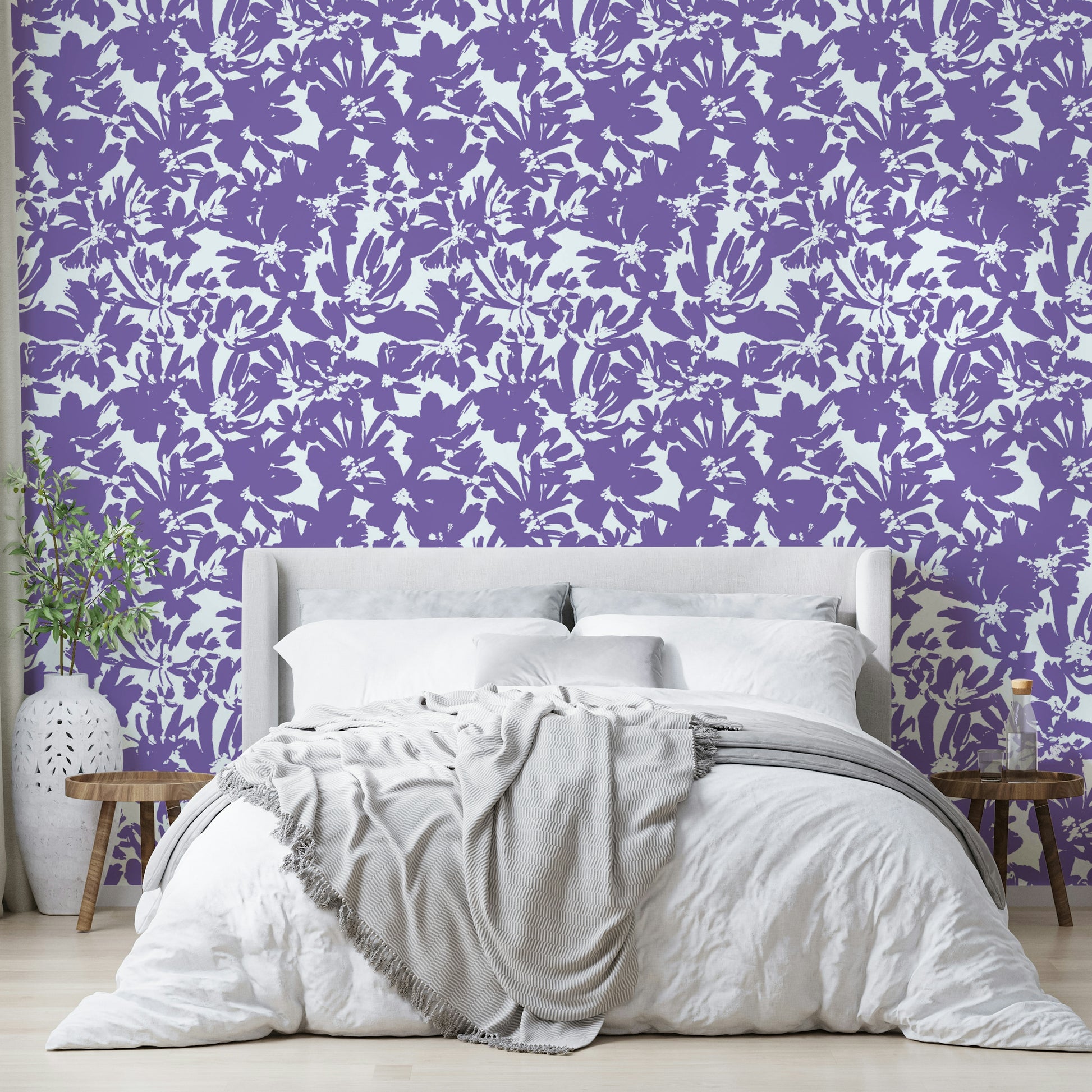 Purple floral art wallpaper.

