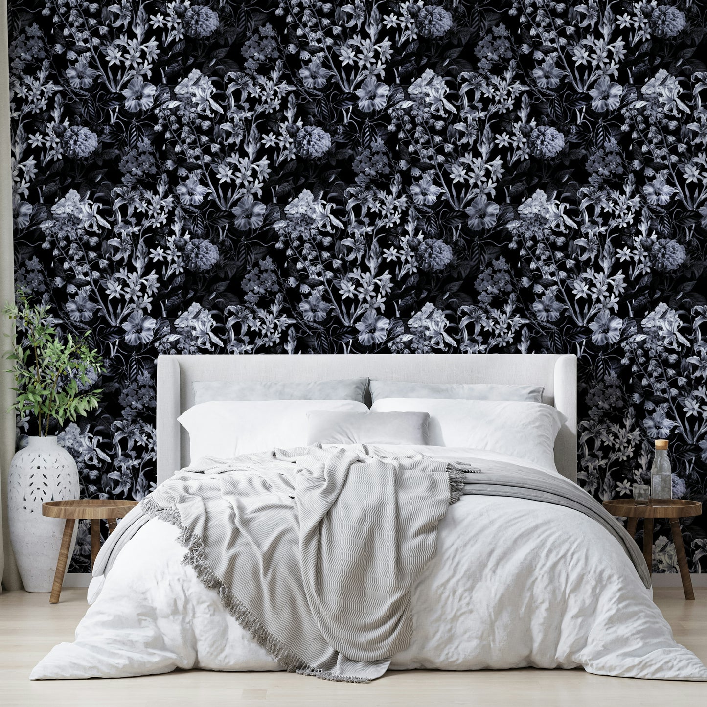 Dark blossom mural for a bedroom.

