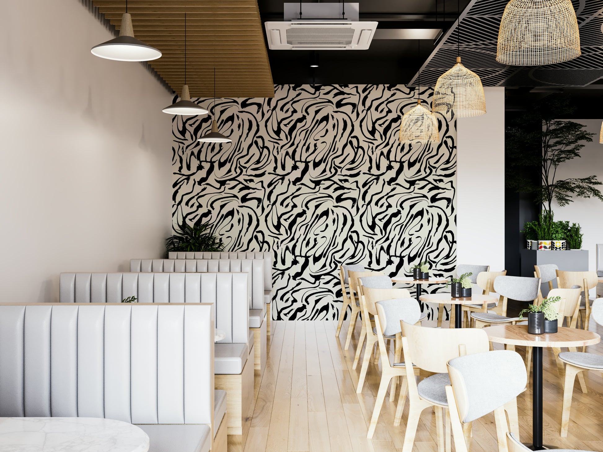 The wallpaper for walls being admired in a home.

