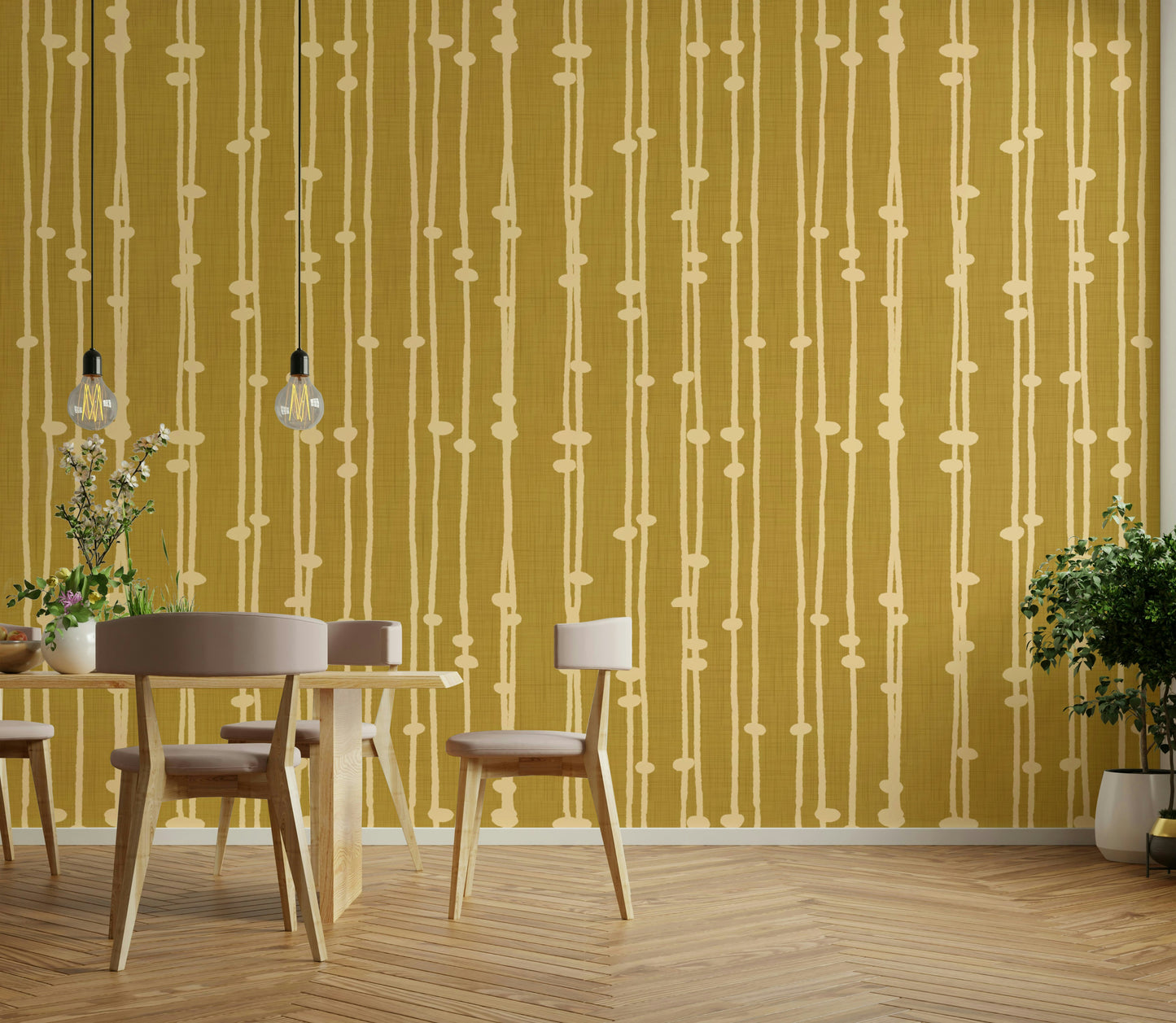 A detail shot of the vibrant mustard hues in the design.

