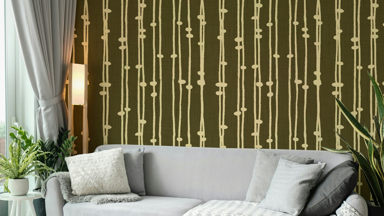 An angled shot of the mural's jewel-toned color palette.

