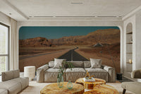 A detail shot of the road markings and desert textures.